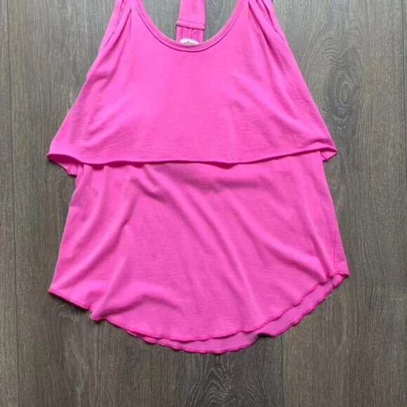 Aritzia Wilfred Tank Top Pink Cotton Knotted tie Racerback tiered ruffle Size XS - Picture 9 of 16